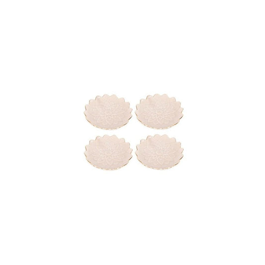Conjunto com 4 porta-anéis decorativos em porcelana 9x2cm rosé