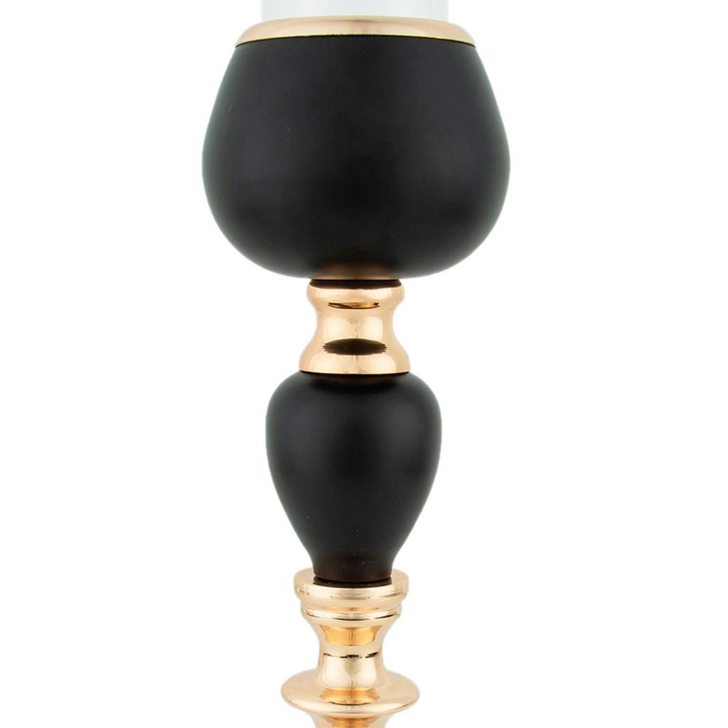 Castiçal metal preto/dourado 10x38cm
