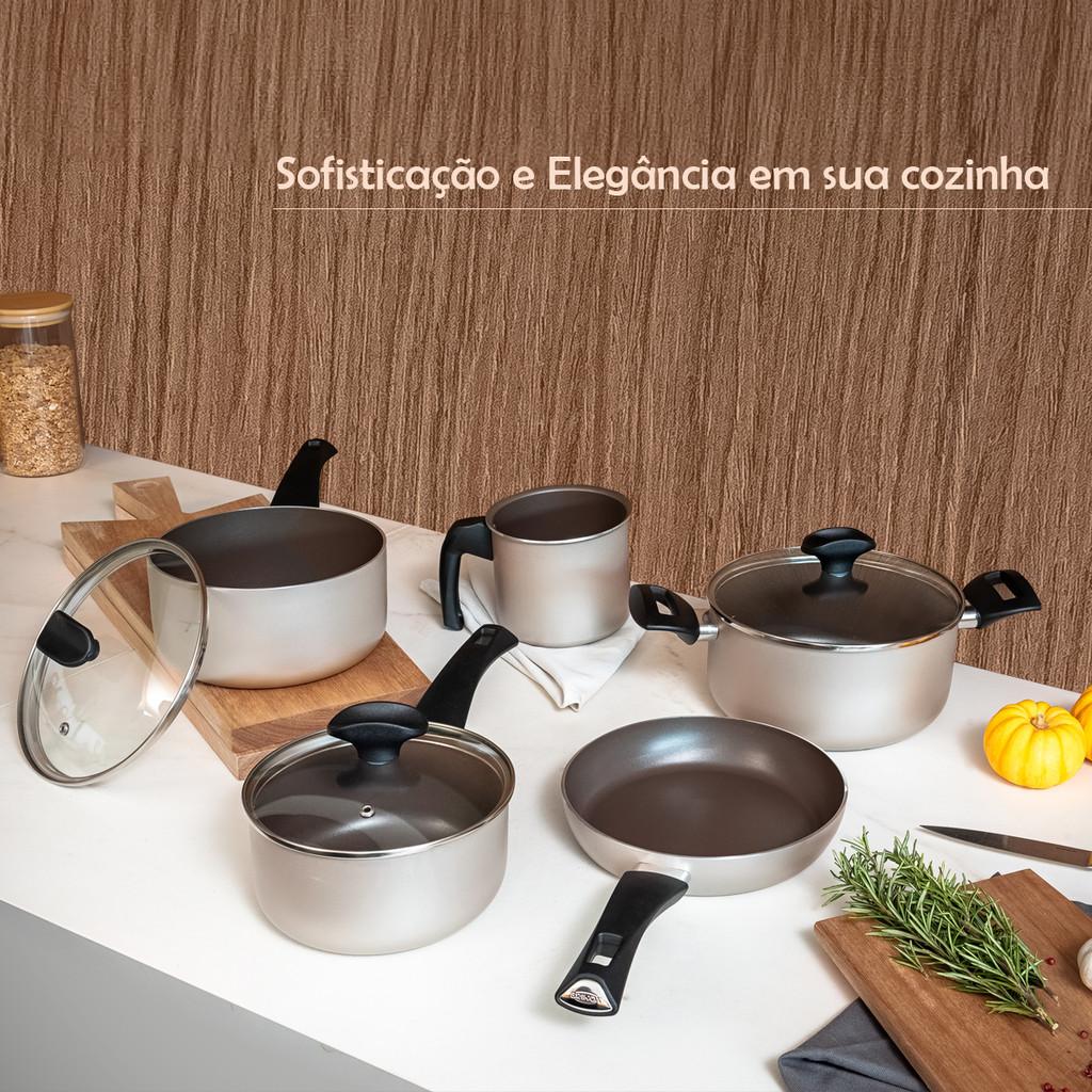 Conjunto De Panelas 5 Peças Antiaderente 6 Camadas Ceramic Life Essence Brinox