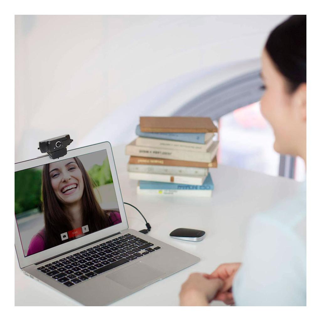 Webcam Full HD 1080p para videochamadas com microfone e clip