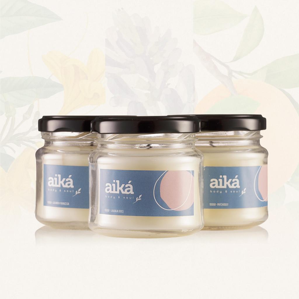 Vela Decorativa Aromática Perfumada 100g Óleo Essencial Aiká