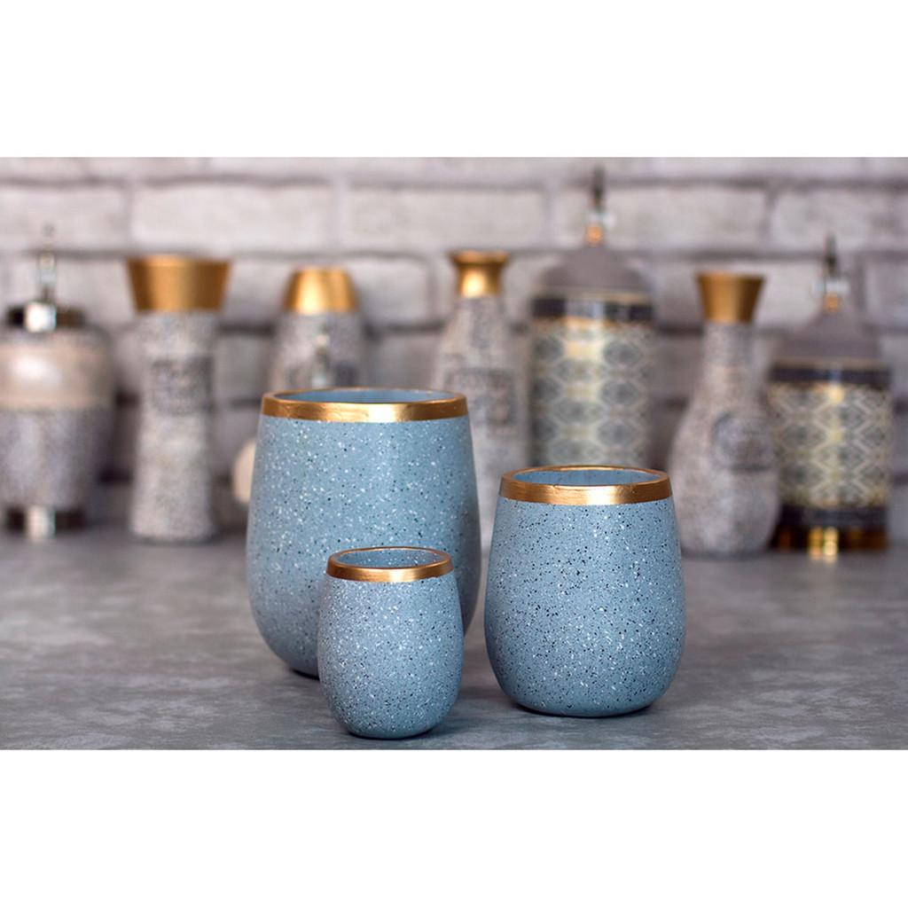Vaso decorativo cerâmica granilite cinza 13x16cm