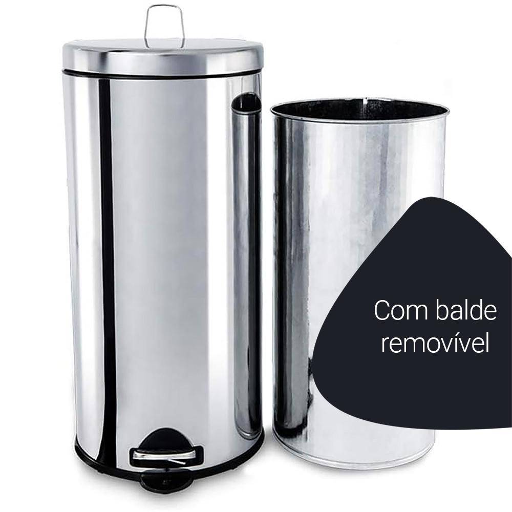 Lixeira Brinox Inox com Pedal e Balde 30L