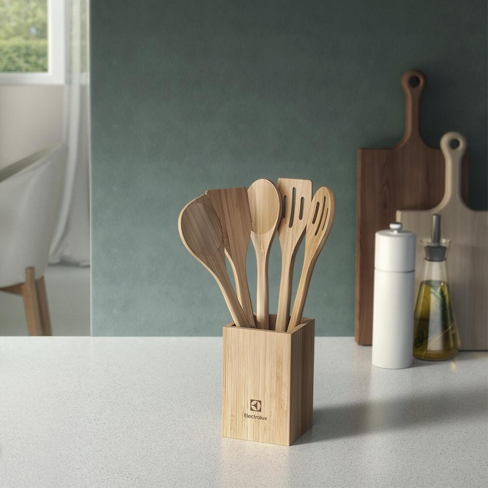 Conjunto de Utensílios de Bambu com 6 peças