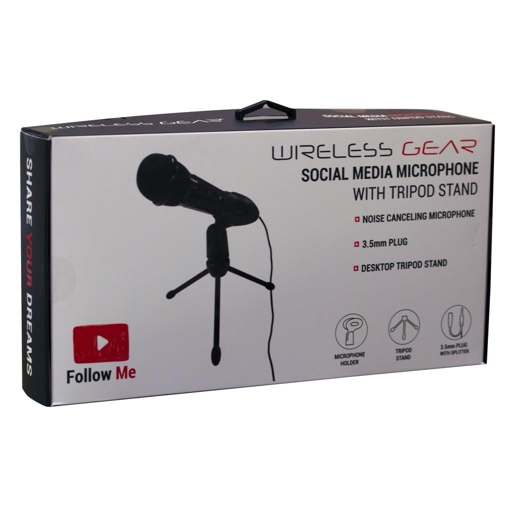 Microfone de mesa Gear GO-609 com cancelamento de ruído, tripé e Suporte
