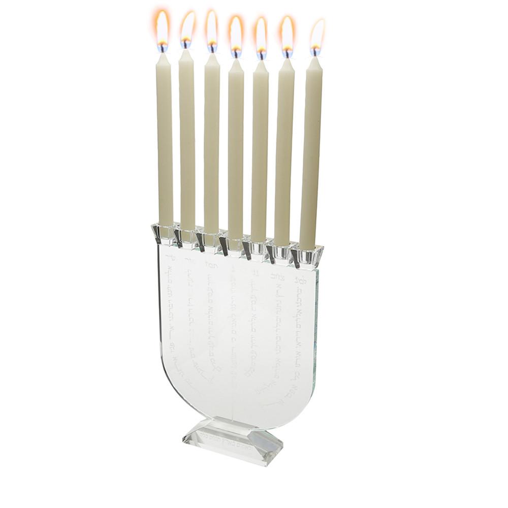 Menorah cristal óptico p/7 velas 34cm