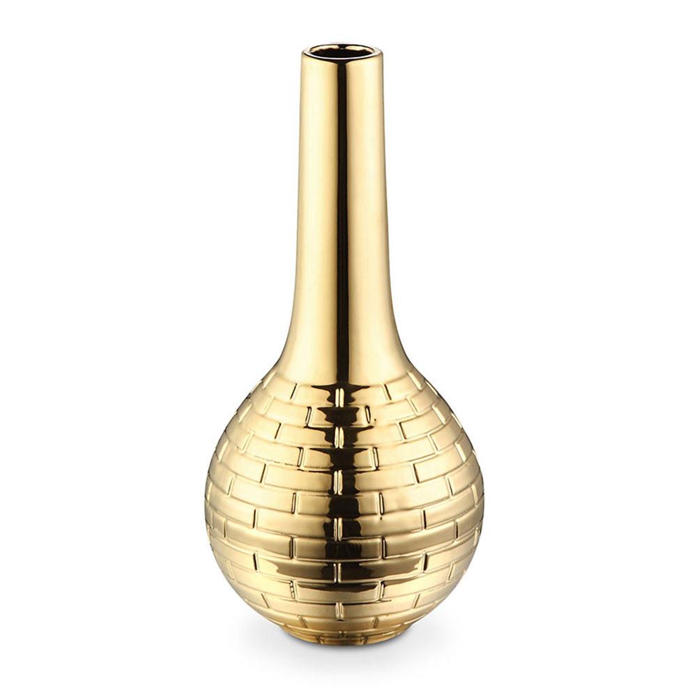 Vaso Dourado Tijolo 16X16X34 Cm