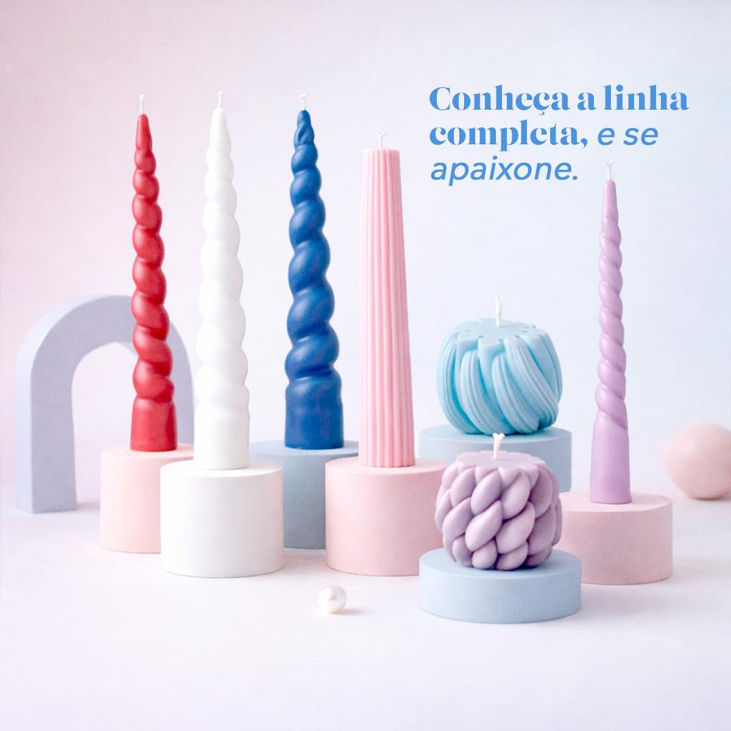 Vela Decorativa Torcida Azul Claro 5,5Cm Design Sofisticado