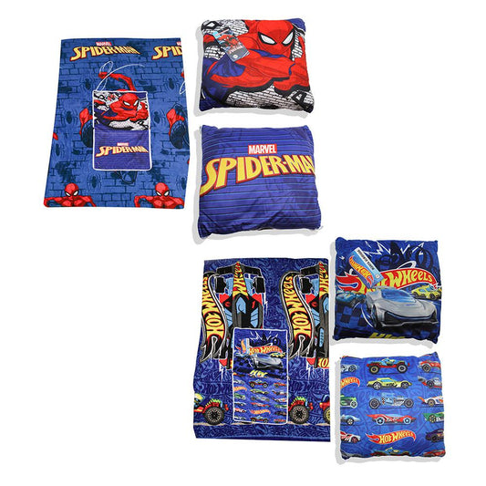 Manta Almofada Jolitex Hot Wheels Ou Homem-Aranha 1,50x2m Macia