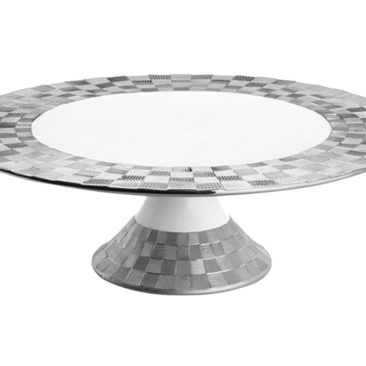 Prato porcelana p/bolo Vera silver 30x10cm