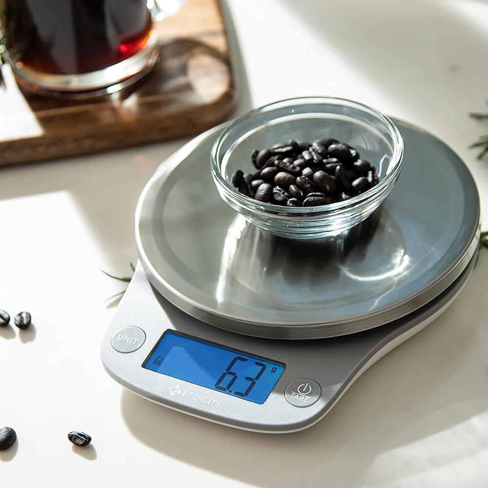 Balança Digital De Cozinha Com Ampla Plataforma De Pesagem E Capacidade Até 5000g