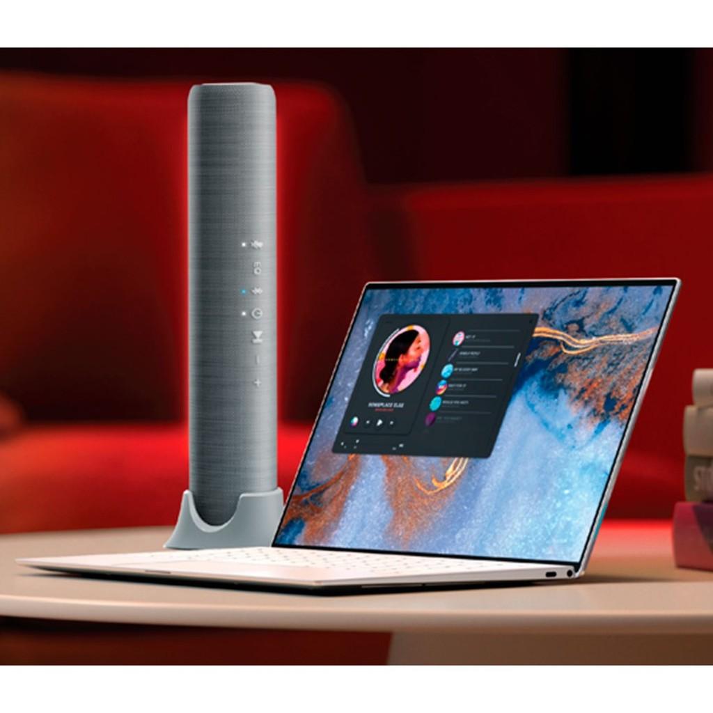 Caixa de Som sem fio, iluminação LED, microfone, App e bateria recarregável - cinza claro