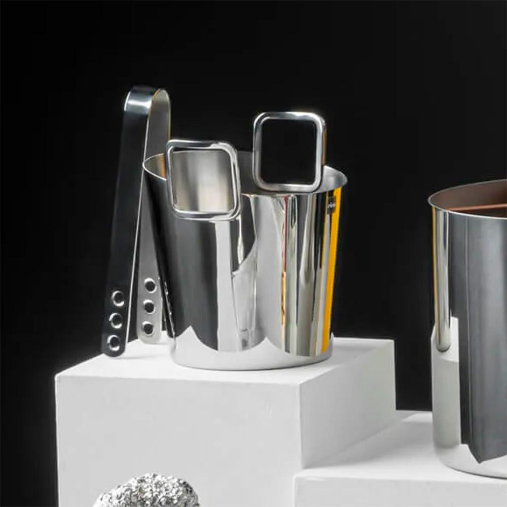 Balde Cori Inox 0.8 Litros Para Gelo Com Pinça Design Elegante E Funcional Riva