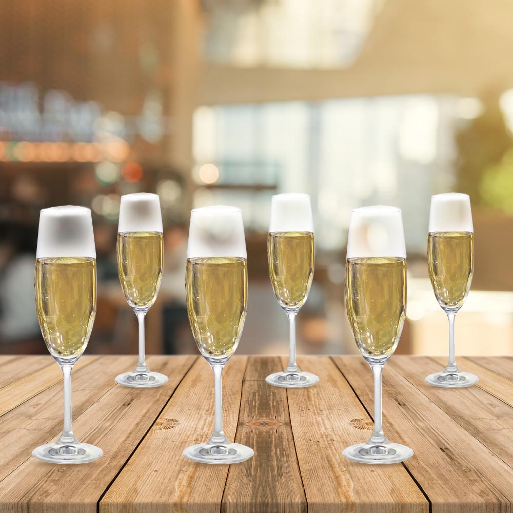 Conjunto com 6 Taças para degustação de champagne em cristal ecológico Sommelier 220ml