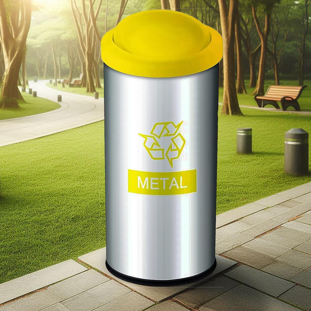 Lixeira Seletiva Metal Tampa Basculante 40,5L
