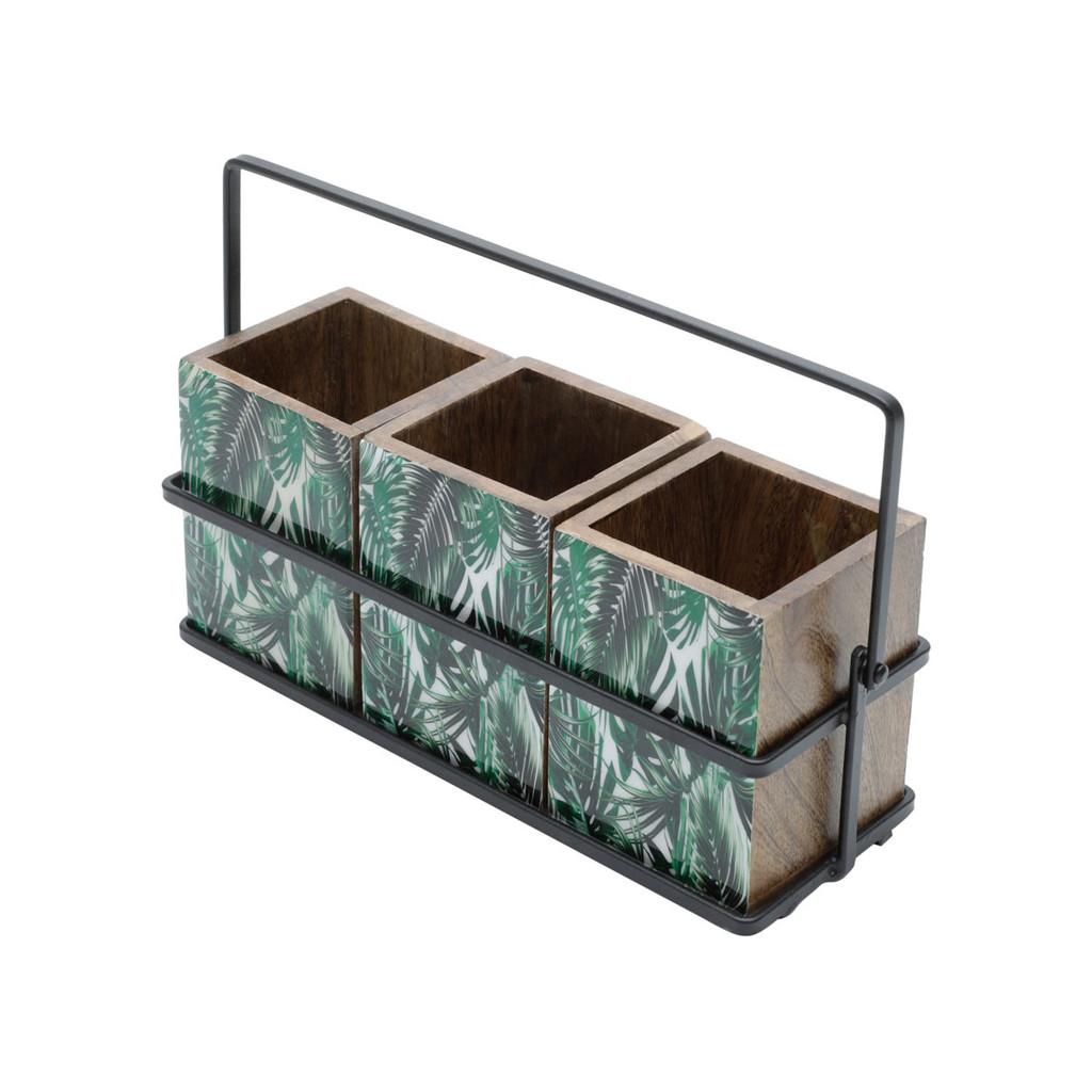 Porta talher em madeira Leaf 25x9x11cm