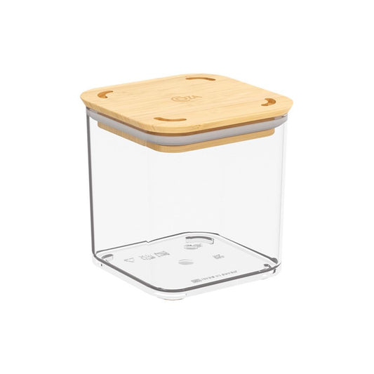 Pote Hermético Quadrado 580ml Tampa Bambu BPA Free Coza Prático E Moderno