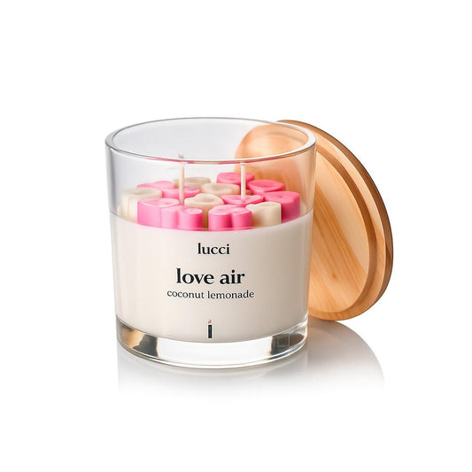 Vela Decorativa Aromática Love Vidro Com Tampa Madeira 250g