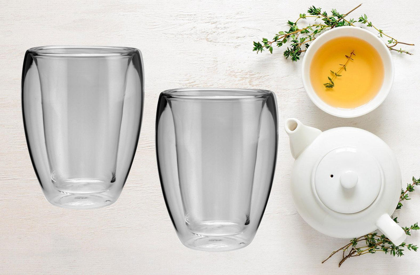 Conjunto com 2 copos p/chá dupla parede de vidro borossilicato 260ml