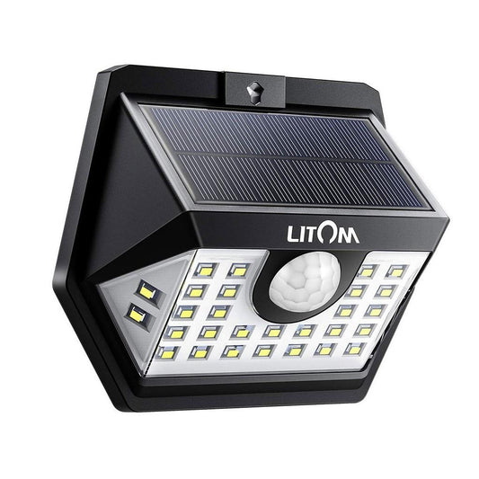 Luminária LED LITOM  X001-XI7ZUH energia Solar c/ acionamento por movimento