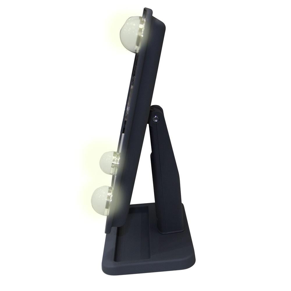Espelho para maquiagem Vivitar Vanity Mirror com iluminação por LED e rotação 360° - Cinza
