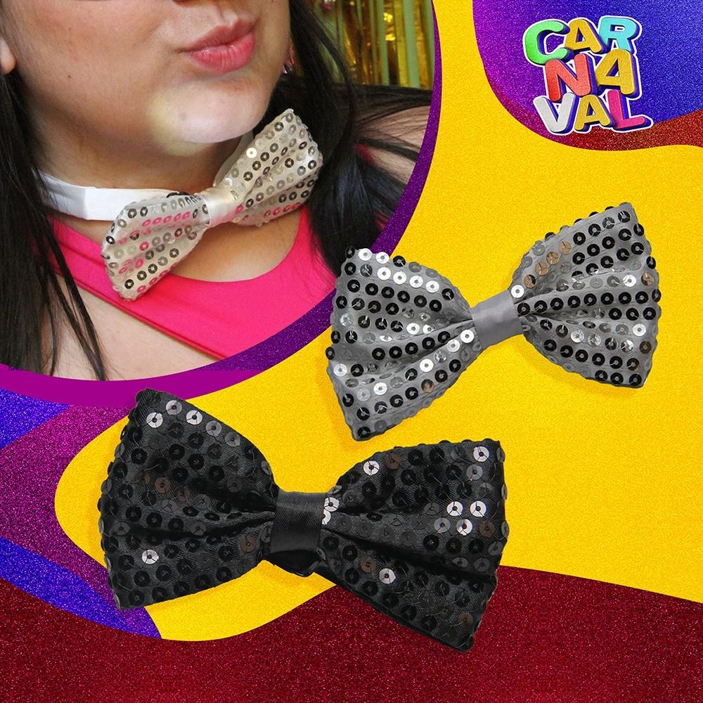 Mini Chapéu Glitter Mais Gravata Borboleta Brilhe No Carnaval