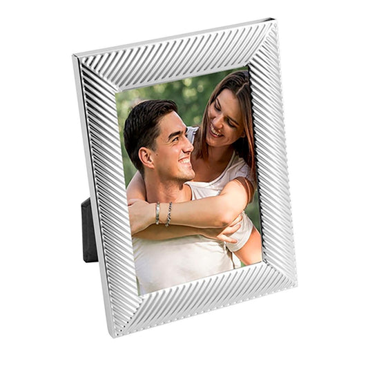 Porta-retrato aço Thick line prateado 10x15cm