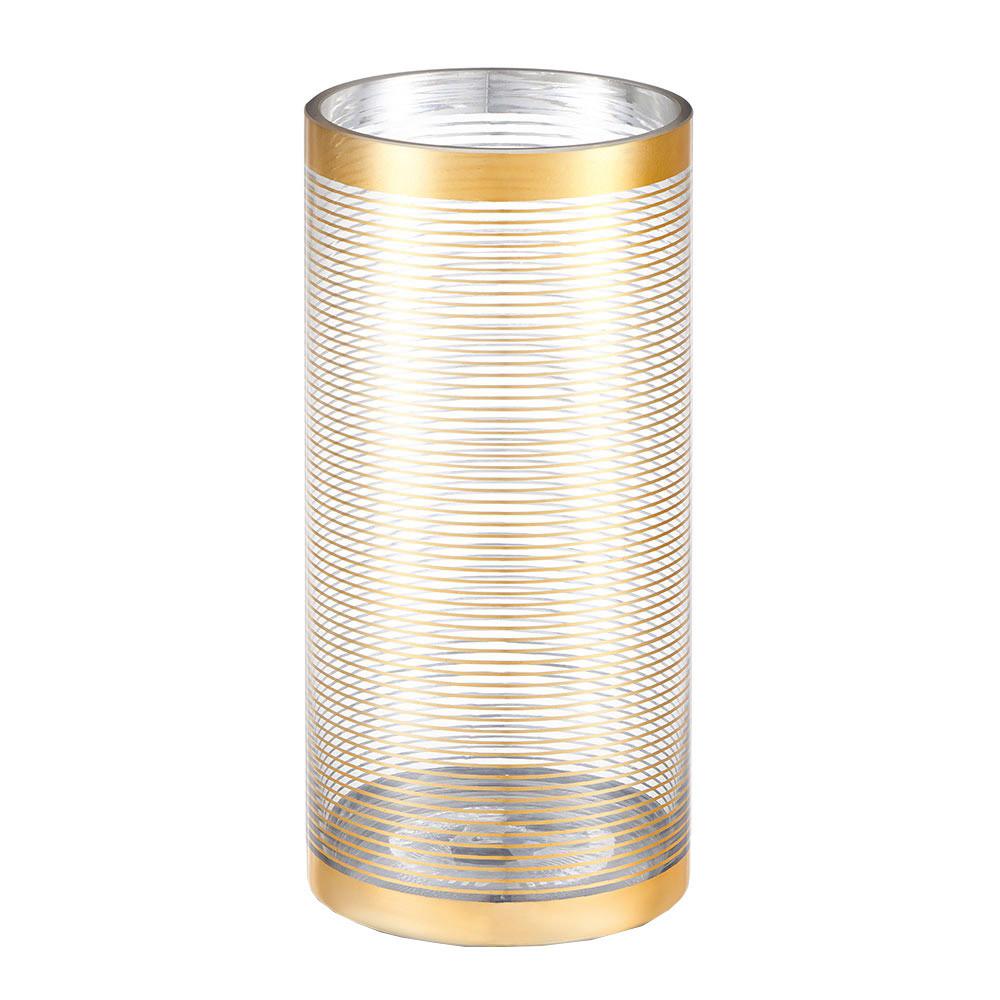 Vaso Cilíndrico Listras Douradas Bencafil 25X12 Cm