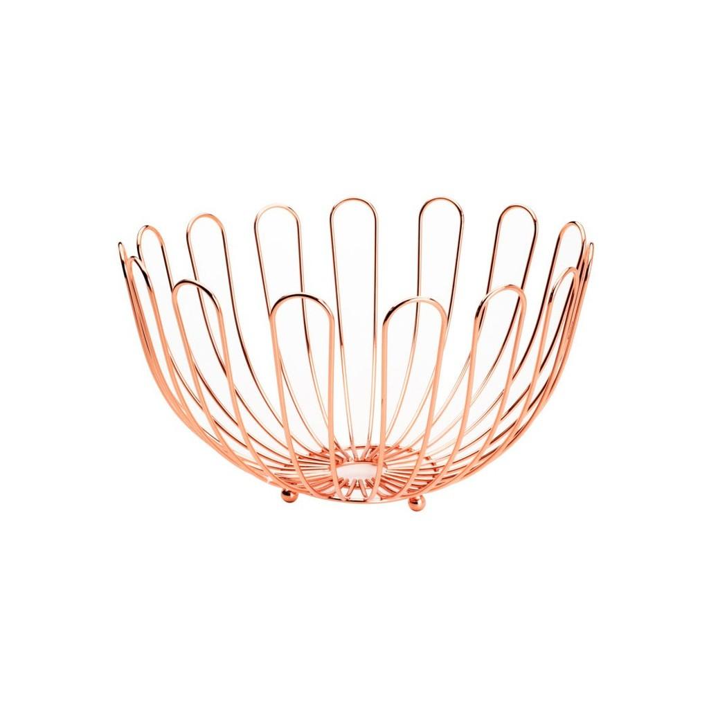 Fruteira de ferro cromado rosé 33x19cm