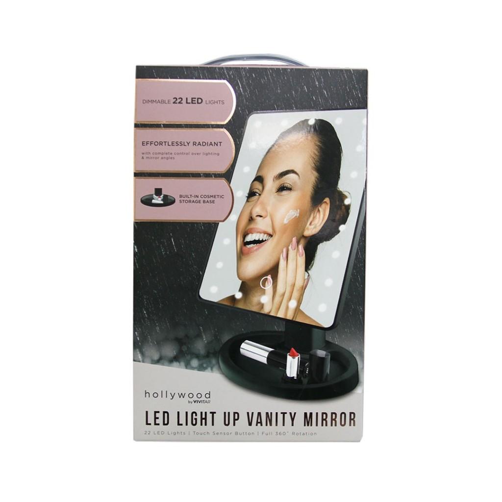 Espelho Hollywood by Vivitar 360° com 22 Leds e base para maquiagem