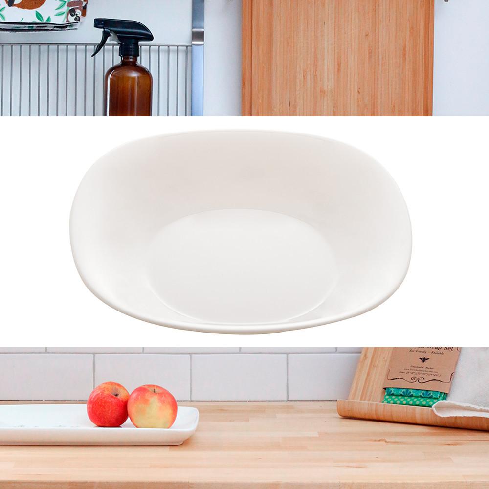 Prato fundo de vidro Opalino Carine White 21cm