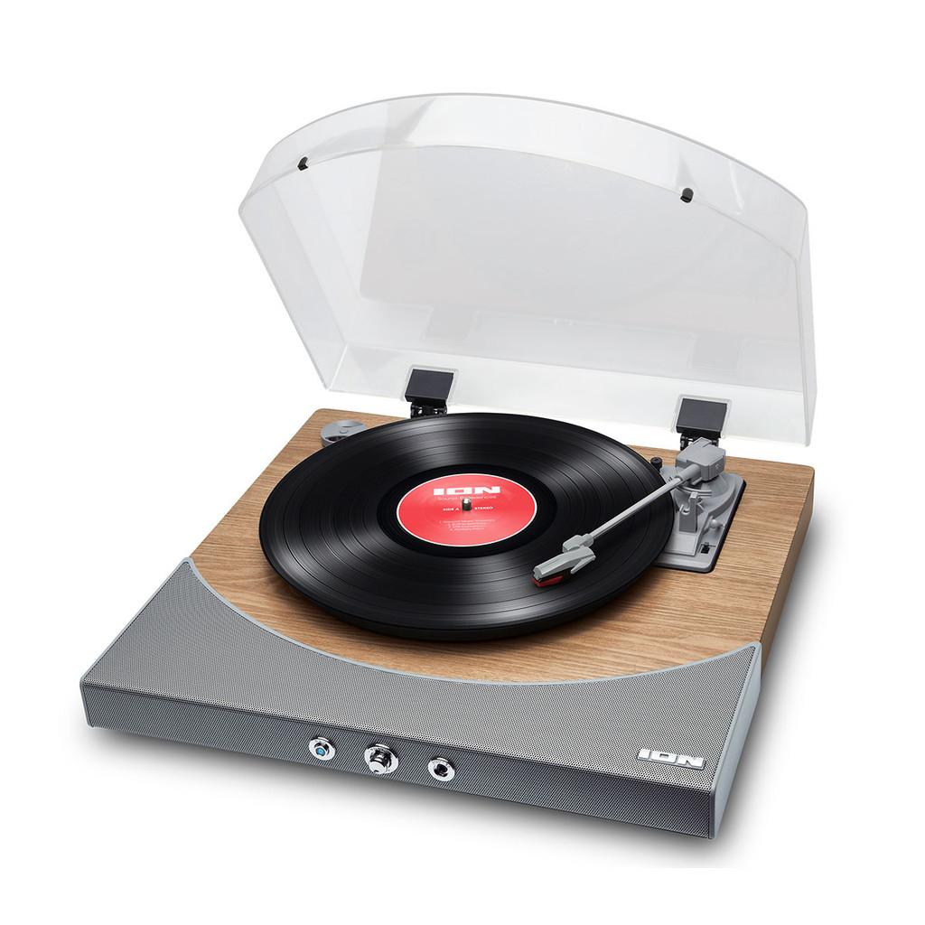 Toca-discos vinil c/ conversor digital, alto-falante estéreo e transmissão remota de áudio