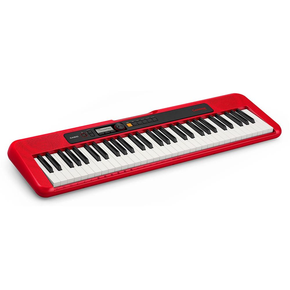 Teclado eletrônico Casio com display LCD, 61 teclas e 77 ritmos - Vermelho