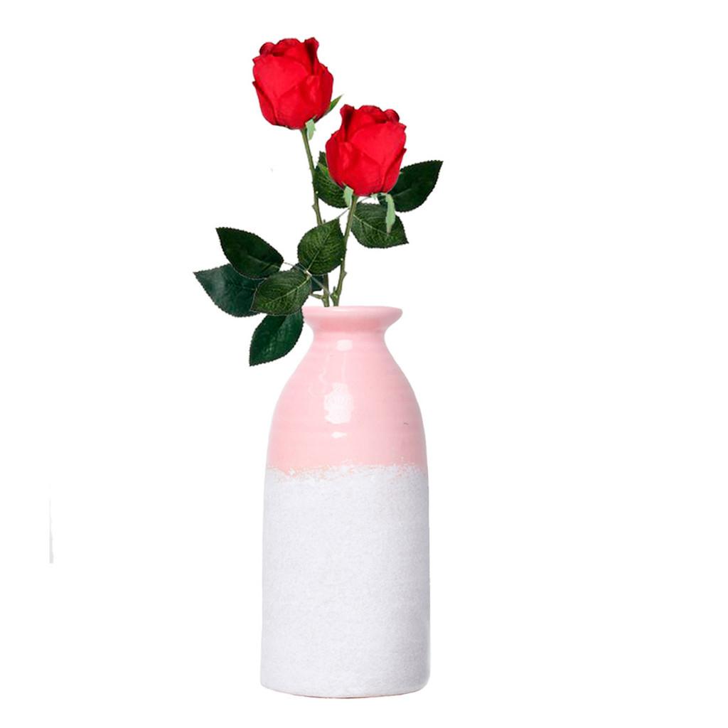 Vaso decorativo porcelana rosa/cinza 7x15cm