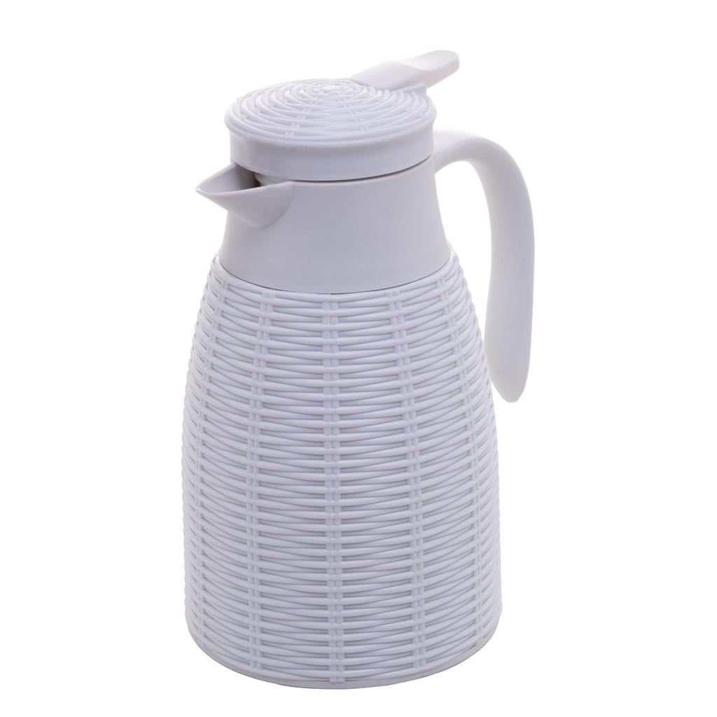 Garrafa térmica c/rattan de plástico branca Tress 1L