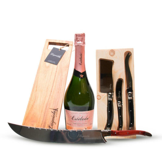 Kit Espumante Rosé Miguel Torres, Sabre Com Tábua E Conjunto Para Queijo