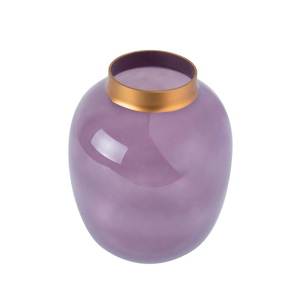 Vaso de Vidro Roy Roxo /Dourado 15 cm x 19 cm