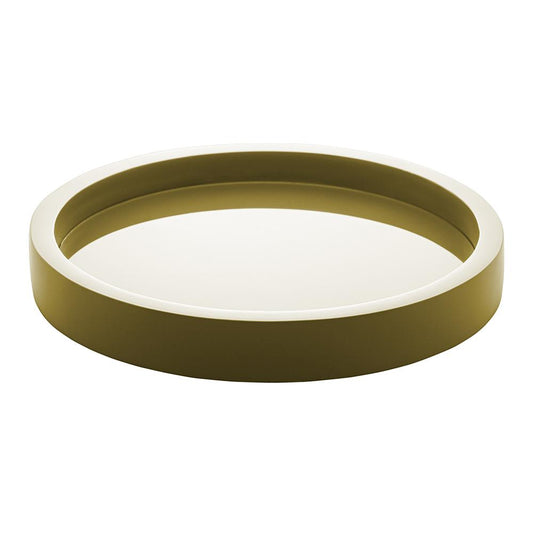 Bandeja madeira laqueado c/vidro verde 28x4cm