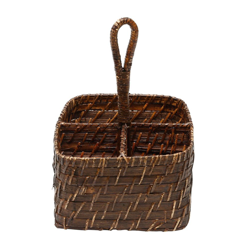 Porta Talheres de Rattan 19X19X27Cm