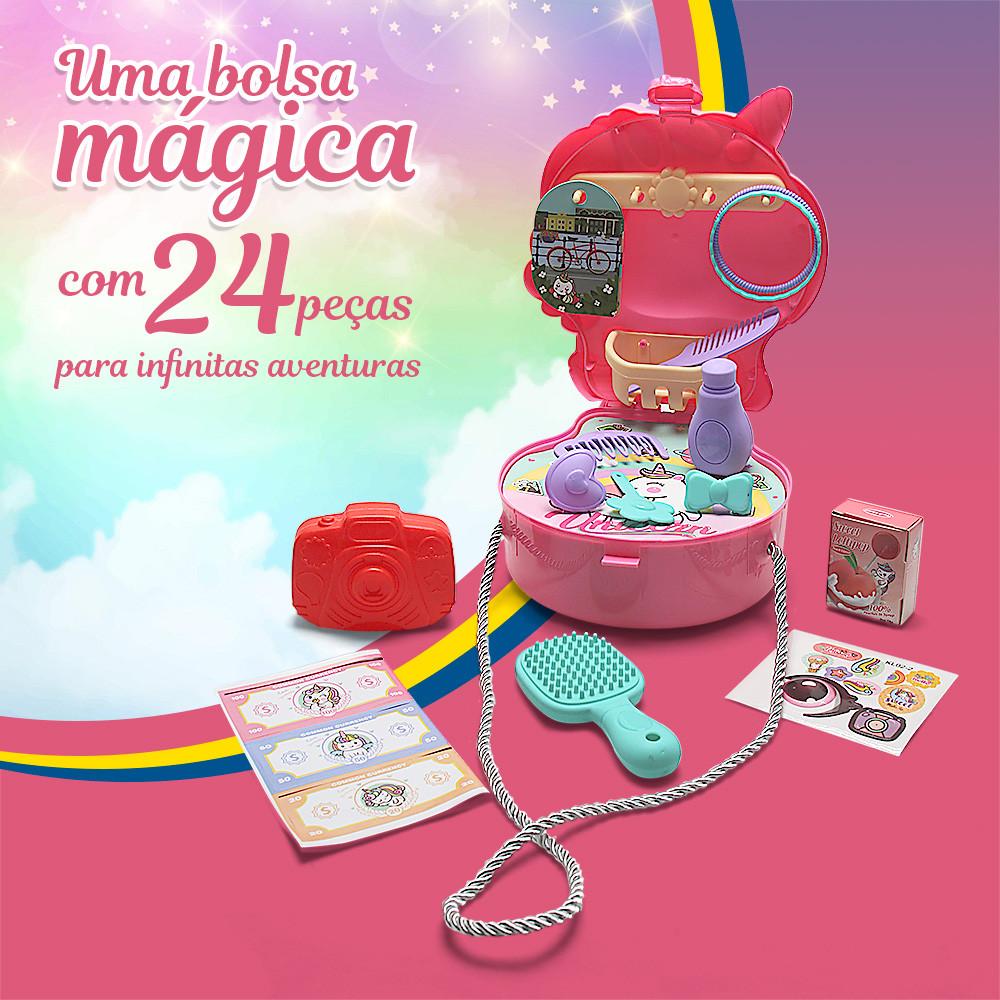 Brinquedo Kit Viagem Bolsa Unicórnio Design E Diversão 24 Peças Toyng