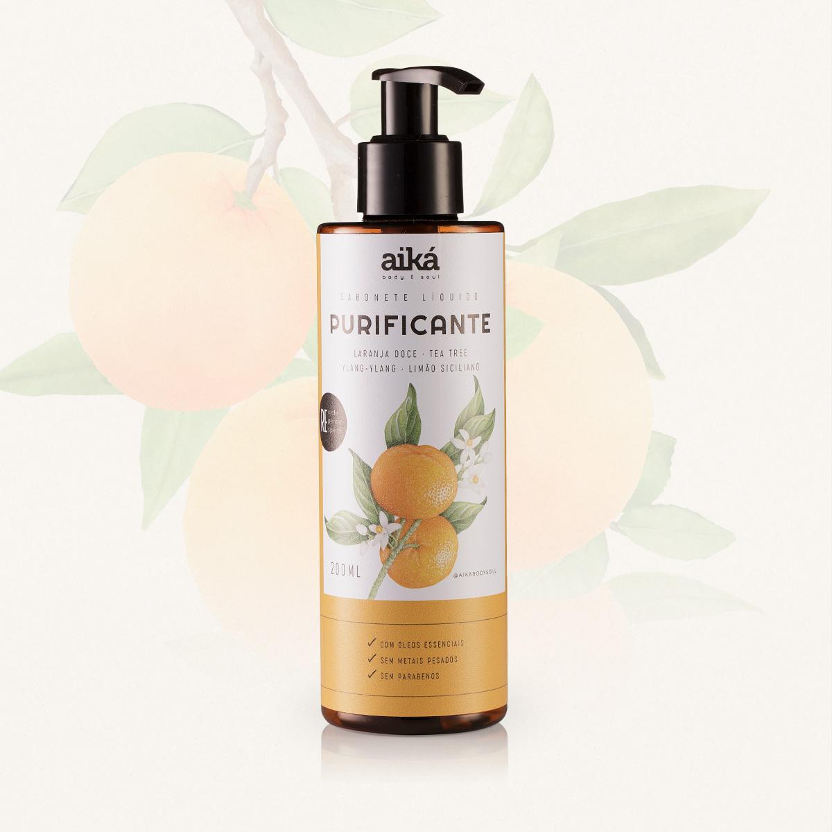 Sabonete Líquido Natural Com Óleos Essenciais 200ml Aiká