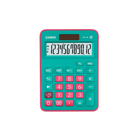 Calculadora Casio de mesa visor XL, 12 dígitos e alimentação dupla MX-12B