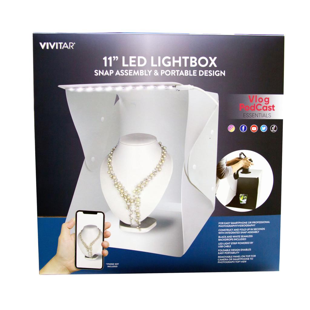 Estúdio Fotográfico Vivitar Portátil 11´ LED Light Box dobrável com fundo infinito