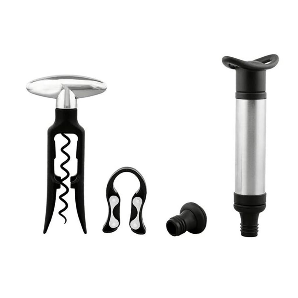 Conjunto com 5 peças em aço inox p/vinho com caixa