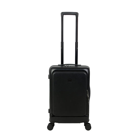 Mala ABS Atlanta P Preta Bordo Com Bolso Laptop 4 Rodas 360º Isibrás