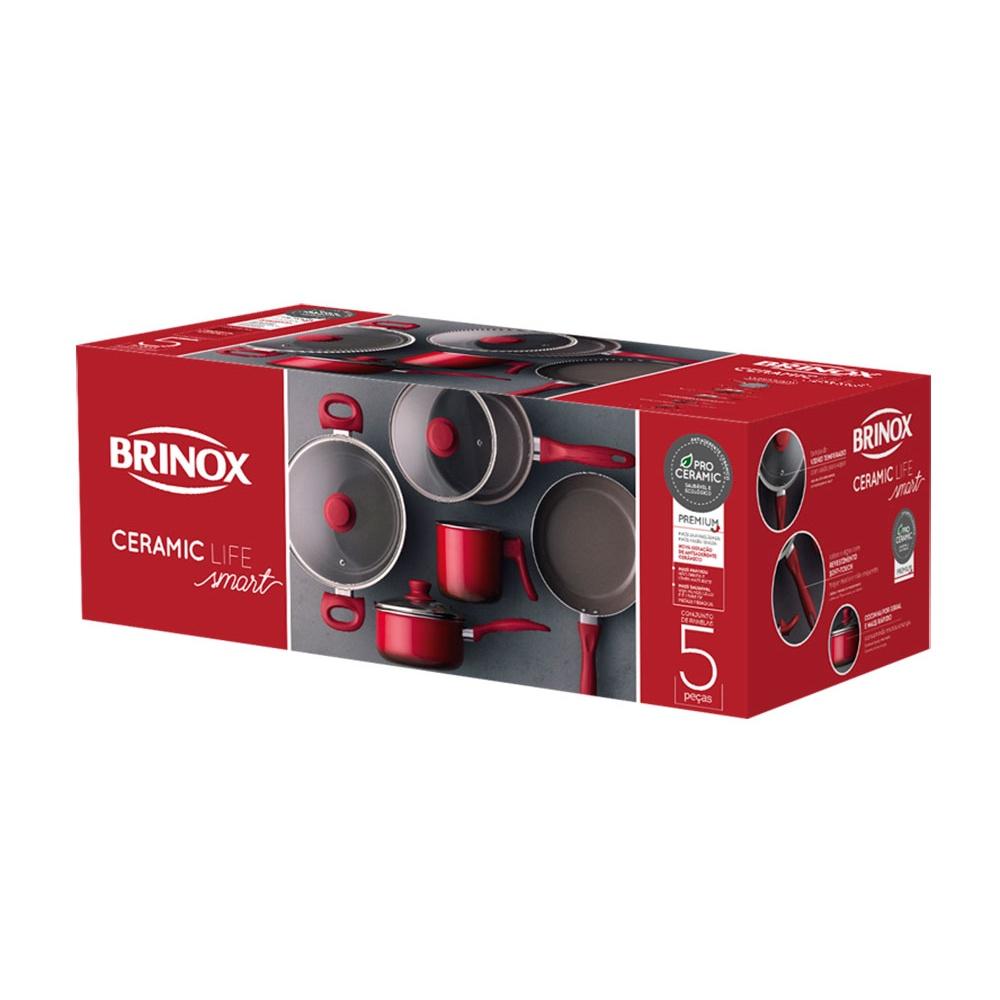 Conjunto de Panelas Brinox  5 peças Smart Vermelha