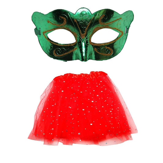 Kit Máscara De Carnaval Mais Saia De Tule 40cm Look Perfeito
