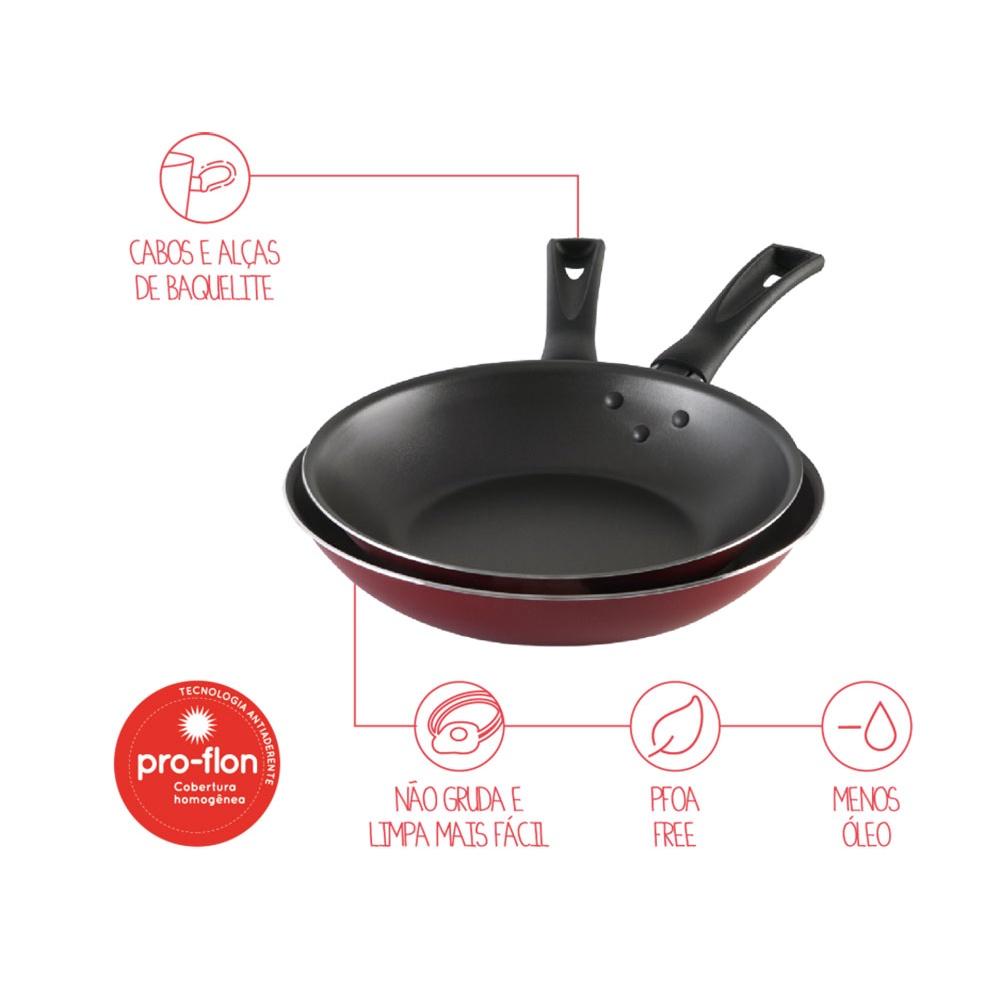 Conjunto Frigideiras Brinox 2 peças Garlic Vermelha
