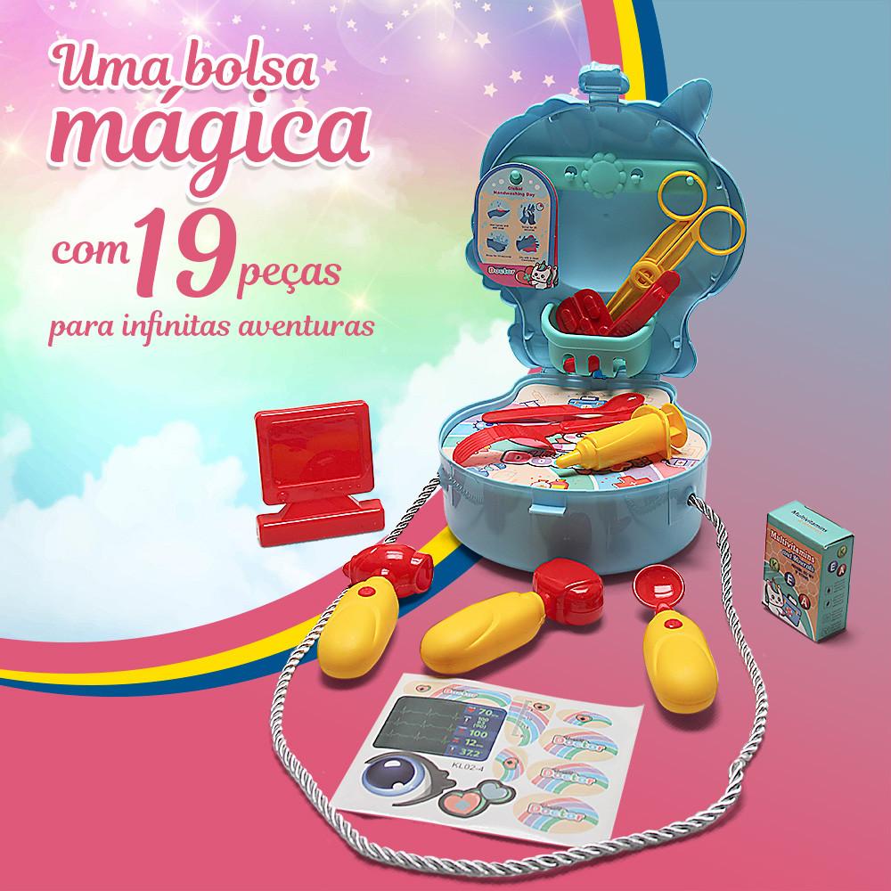 Brinquedo Kit Viagem Bolsa Unicórnio Design E Diversão 24 Peças Toyng