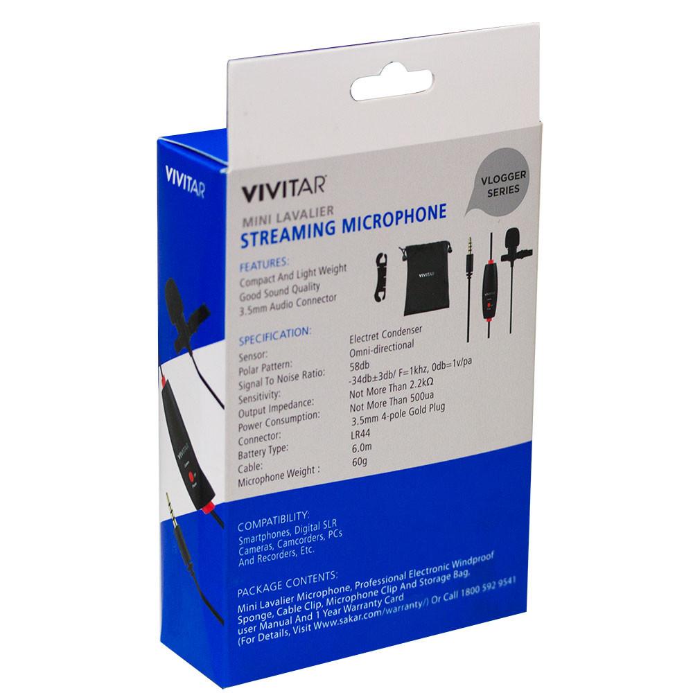 Microfone Vivitar Vlogger Profissional com cabo de 6 metros